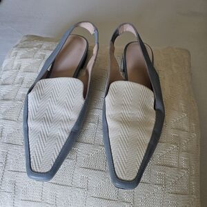 Elegant Cream and Gray Women's Slingback Shoes